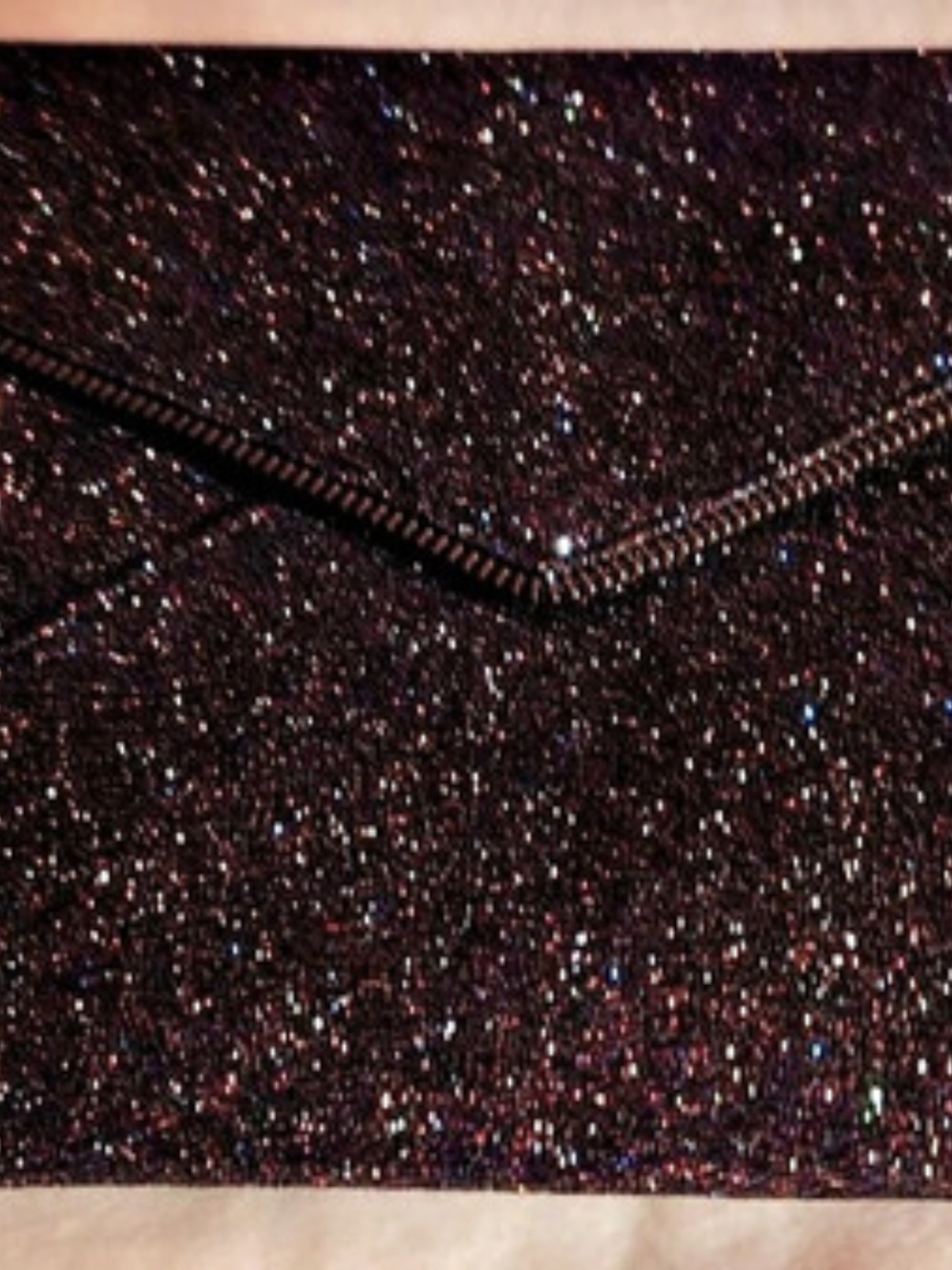 Rebecca Monkoff Medium Glitter Envelope Clutch Black